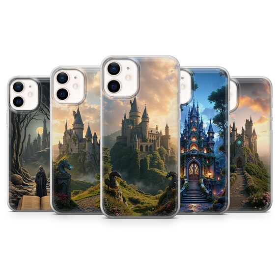 Wizard Castle Phone Case, Fantasy Magic Design, Protective TPU Gel Cover for iPhone  16 17 Pro, Samsung S24 FE A36, Pixel 9 10, Castle Style