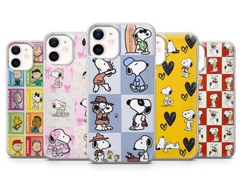 Snoopy Phone Case Woodstock Friends Minimalist Cover for iPhone 17 16 15 14 13 12 Samsung S25Ultra S24 S23FE A54 A34 A15 A14 Pixel 9Pro 8
