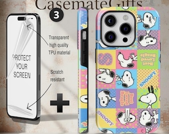 Snoopy tough Case Woodstock Peanuts Friendship Cover for iPhone Samsung plus screen protector