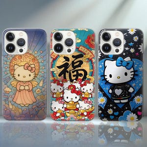 Cute Hello Kitty Phone Case Coquette Aesthetic Cover for iPhone 17 Pro Max 16 15 14 case, Samsung S23 S24 S25 Ultra case, Pixel 10 9 XL Pro