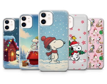 Cartoon Dog Phone Case, Snoopy Christmas Phone Cover, Aesthetic , Cute Kids Gift for iPhone, Samsung, Pixel
