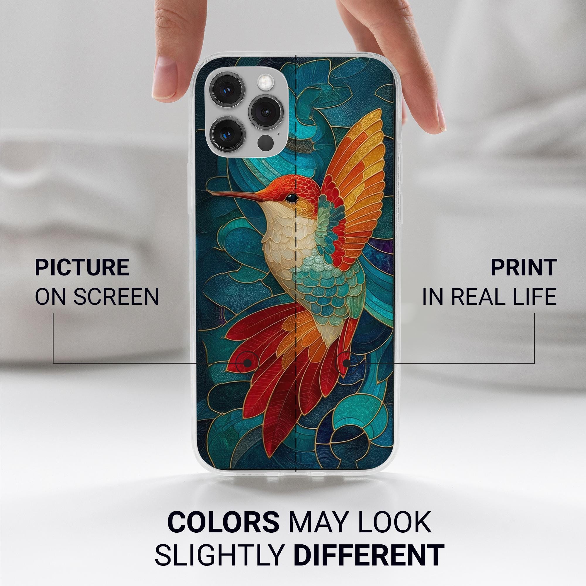 Coque De Téléphone Robuste - Motif Vitrail Colibri - Housse Oiseaux - Fredy-store - Neuve