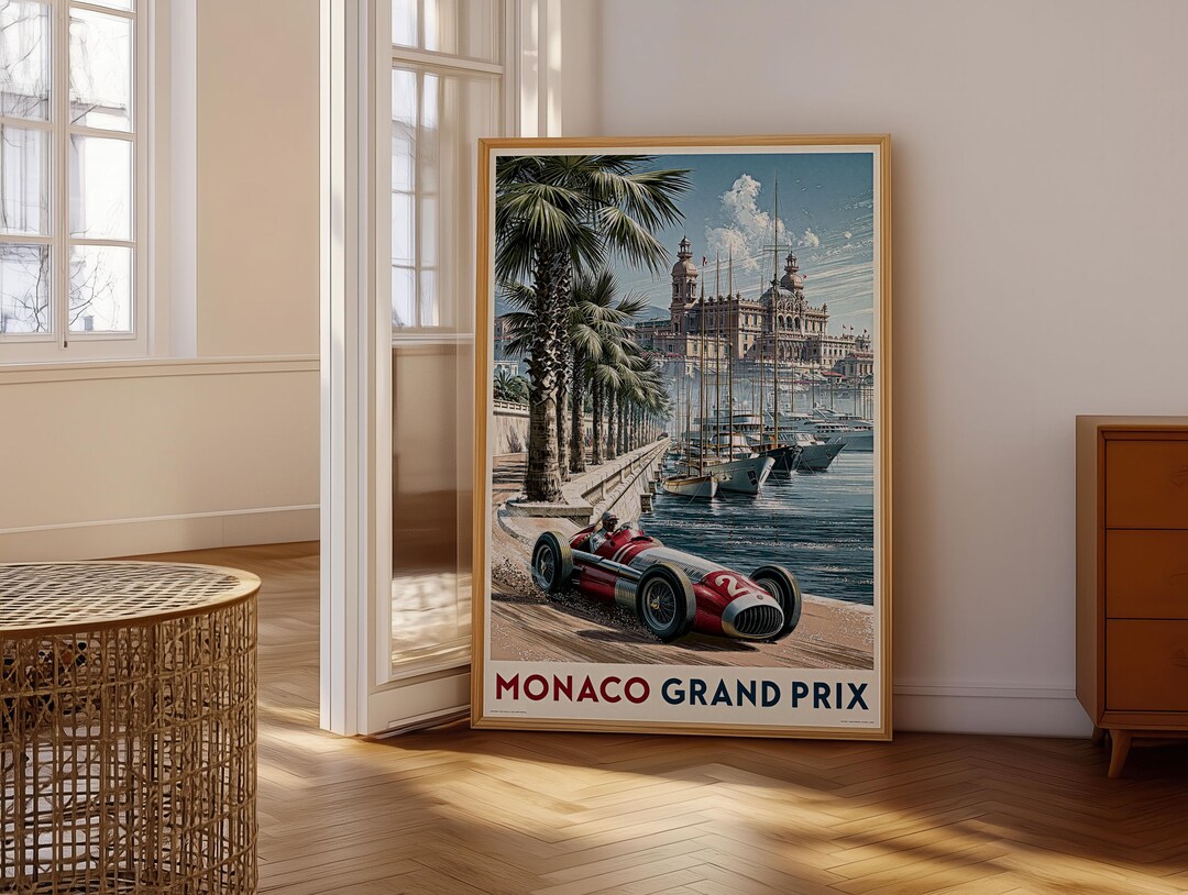 Vintage Poster Of The Monaco Grand Prix With A Classic Racing Car By vintage-poster-of-the-monaco-grand-prix-with-a-classic-racing-car-by