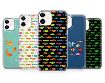 Funda de teléfono con diseño de peces de colores para iPhone 16 Pro Max, 15 Plus, 14, 13, Samsung S25, S24 Ultra y Pixel 9 Pro, con temática oceánica.