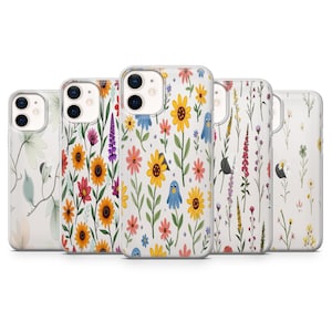 Clear Phone Case with Wild Flower Design  for Your iPhone 16 Pro Max,15 Plus, 14, 13, 12, Samsung S25, S24 ultra,A56,A55, A15, Pixel 9 Pro,8