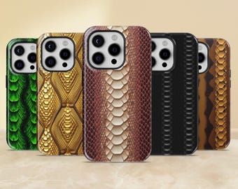 Wytrzymała obudowa z egzotycznym wzorem skóry węża dla iPhone'a 16e, 15, 14, 13, 12, Google Pixel 9Pro XL, 8A, Samsunga S24