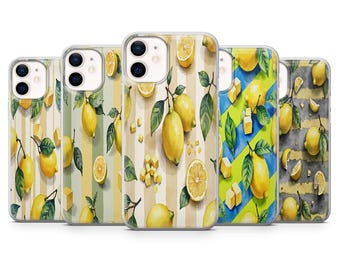 Lemon stripes Phone Case Citrus Fruit Summer Cover for iPhone 16 Pro Max, 15 Plus, 14, 13, 12, 11, XS & Samsung S25, S24, A56, Pixel 9,