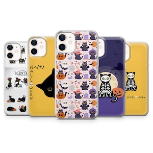 Skeleton Cat Design Phone Case - Spooky Halloween Cat Lover case for  iPhone 16, 15, 14,13, Samsung S25, S24,A56, A15, Pixel, 9A, 9Pro XL,8A