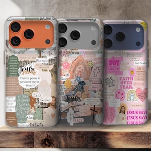 Custodia cristiana per telefono / Cover con versetti della Bibbia per iPhone e Galaxy / Regalo religioso con arte delle Scritture / Gesù, fede, protezione spirituale