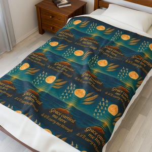 Inspirational Velveteen Plush Blanket: Grace Theme, Motivational Decor