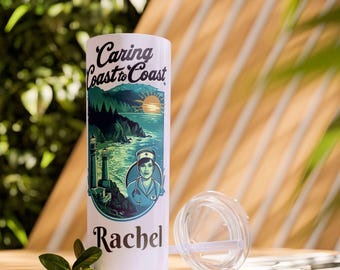Vaso de viaje personalizado Coastal para enfermera: temática náutica de Oregón, botella de agua térmica de 20 oz