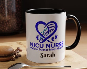 Taza de café personalizada para enfermera de la UCIN: regalo para un héroe de la salud