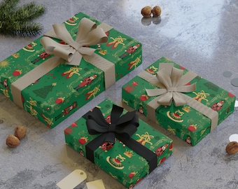 Nutcracker Christmas Wrapping Paper: Holiday Ornament Design