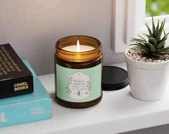 Bougie parfumée Peace Quiet & Candle à la cire de soja | Pot ambré, parfum botanique apaisant