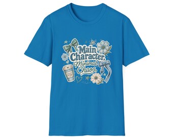 Main Character Minimal Chaos T-Shirt | Floral Bows Stars Design