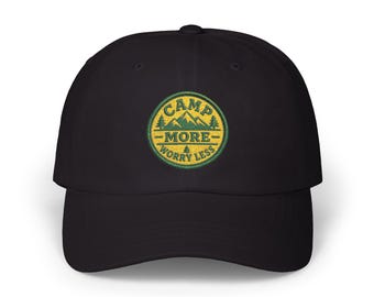 Camp More Worry Less Dad Cap | Embroidered Outdoor Patch Hat