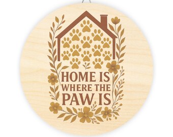 Letrero de madera con huella de pata: arte de pared rústico para amantes de las mascotas