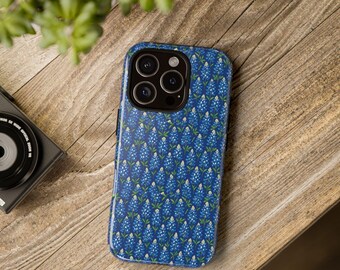 Funda para teléfono Texas Bluebonnet: protección floral azul marino