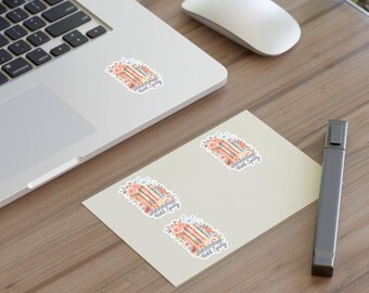 Introverting Until Spring Vintage Books and Roses Sticker Sheet | Floral Library Sticker Sheets