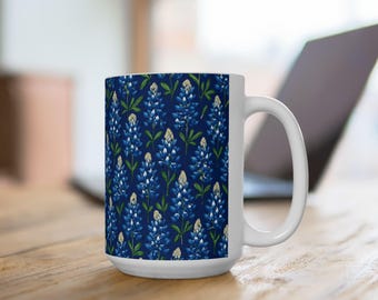 Texas Bluebonnet Ceramic Mug: Floral Coffee Cup, Southwestern Drinkware