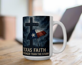 Texas Faith Ceramic Mug, Religious Coffee Cup, 11oz Christian Tea Mug, Scripture Verse Drinkware, Inspirational Quote Mug, Devotional Gift