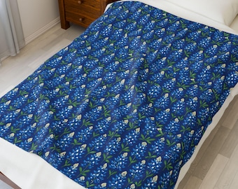 Manta de terciopelo Texas Bluebonnet: decoración floral para el hogar