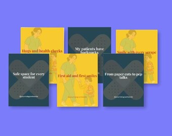 100 plantillas de citas editables para enfermeras escolares en PDF / Diseños de Canva inspiradores, divertidos y de agradecimiento