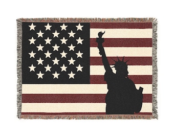 Patriotic American Flag Woven Blanket | USA Pride Decor