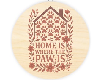 Letrero de madera con huella de pata: arte de pared rústico para amantes de las mascotas