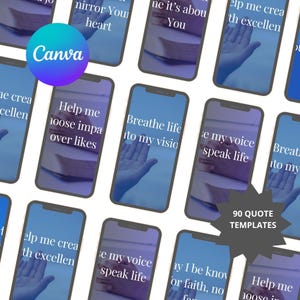 90 Christian Prayer Quotes: Daily Inspiration Canva Templates (Digital Download)