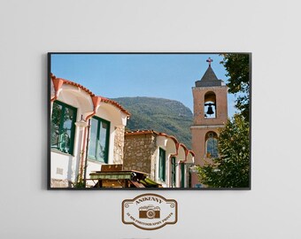 Amalfi Coast Print, Nocelle Wall Art, Mediterranean Village Photography, 35mm Film Digital Download, Rustic Architecture Photo