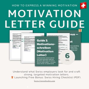 Guía de cartas de motivación y plantilla DOCX / Formato suizo Motivationsschreiben / Redacción de solicitud de empleo PDF / Carta de presentación Suiza