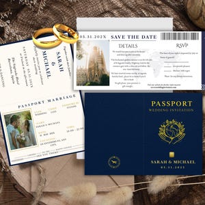 Tropical Passport Wedding Invitation Set, Editable Boarding Pass (Digital Download)