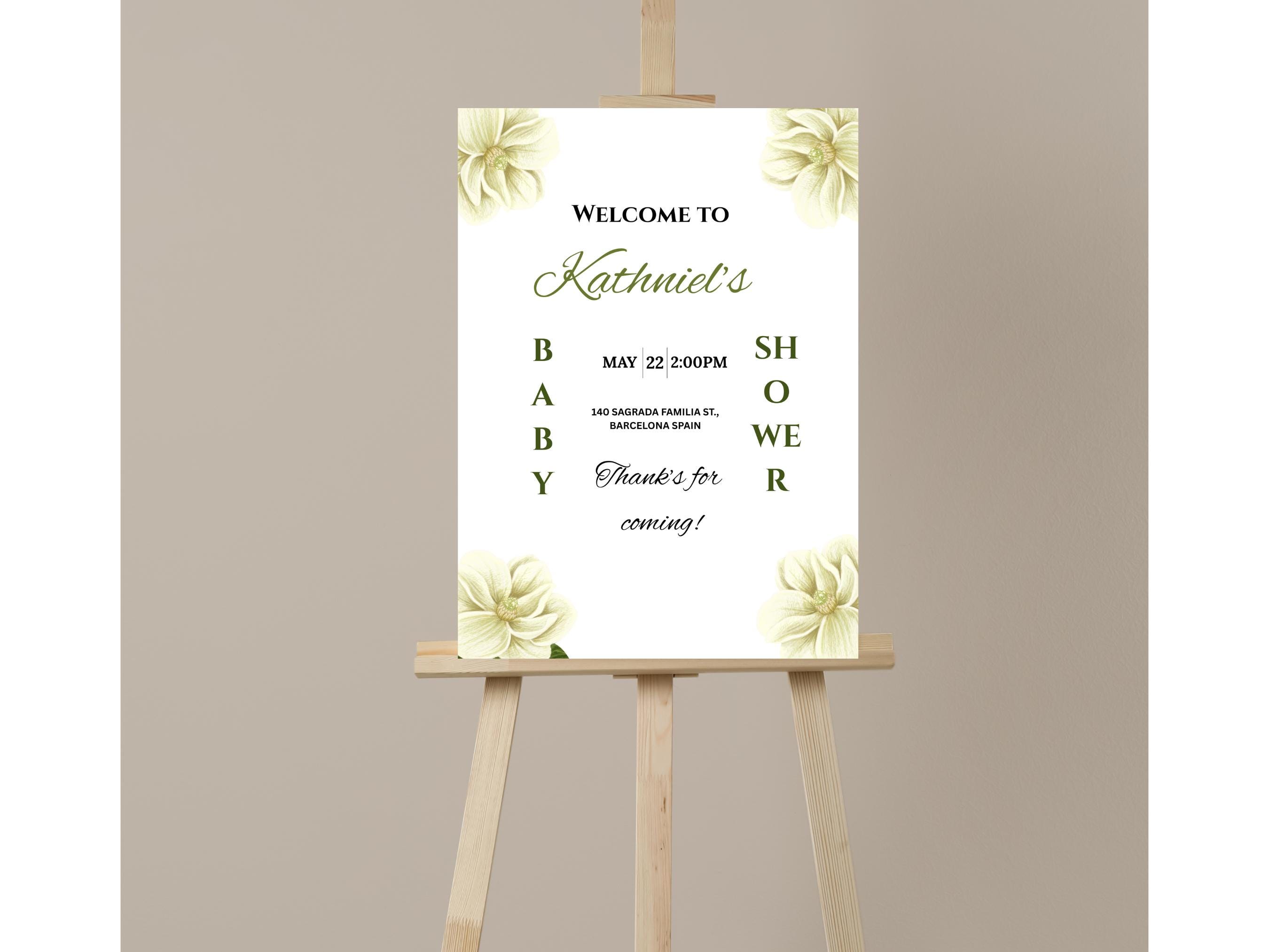 Greenery Baby Shower Welcome Sign and Spring Invitation Spring