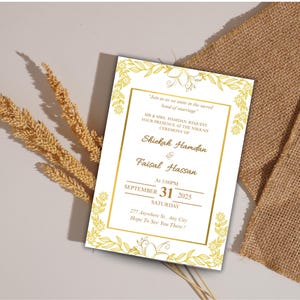 Islamic Wedding Invitation for Nikkah Ceremony, Unique Nikkah Invitation Card, Elegant and Editable Design, Customizable Template