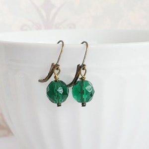 Tourmaline Green Earrings, Tourmaline Jewelry, Historical Jewelry, Green Earrings Czech Fire Polished Jewelry Gilded Age Jewelry image 2