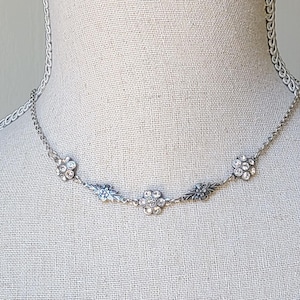 Silver Floral Bridgerton Inspired Necklace Regency Jewelry Victorian Jewelry Historical Jewelry Silver Flower Necklace 19th Century Jewelry
