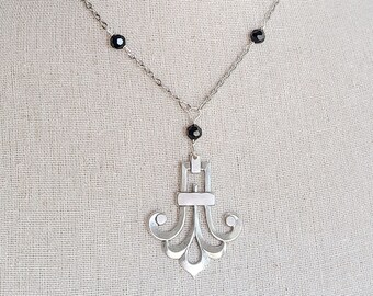 Art Deco Necklace Silver and black Art Deco Jewelry 1920's Jewelry Great Gatsby Style Jewelry