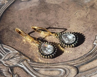 Teardrop Earrings Gold Victorian Drop Earrings Historical Jewelry