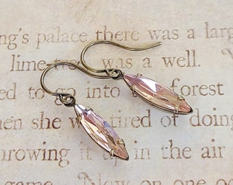 Art Deco Earrings  Pink Navette Drop Earrings 1920's Jewelry Art Deco Gift Great Gatsby Jewelry