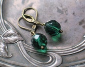 Tourmaline Green, Faceted, Fire Polished Czech Glass Earrings