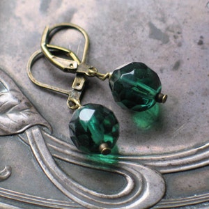 Tourmaline Green Earrings, Tourmaline Jewelry, Historical Jewelry, Green Earrings Czech Fire Polished Jewelry Gilded Age Jewelry image 4