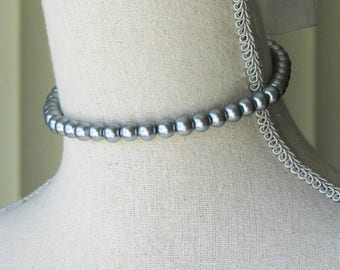 Silver Gray Pearl Choker, 18th and 19th Century Style Jewelry, Historical Jewelry, Classic Pearl Choker, Gilded Age Jewelry,Pearl Jewelry