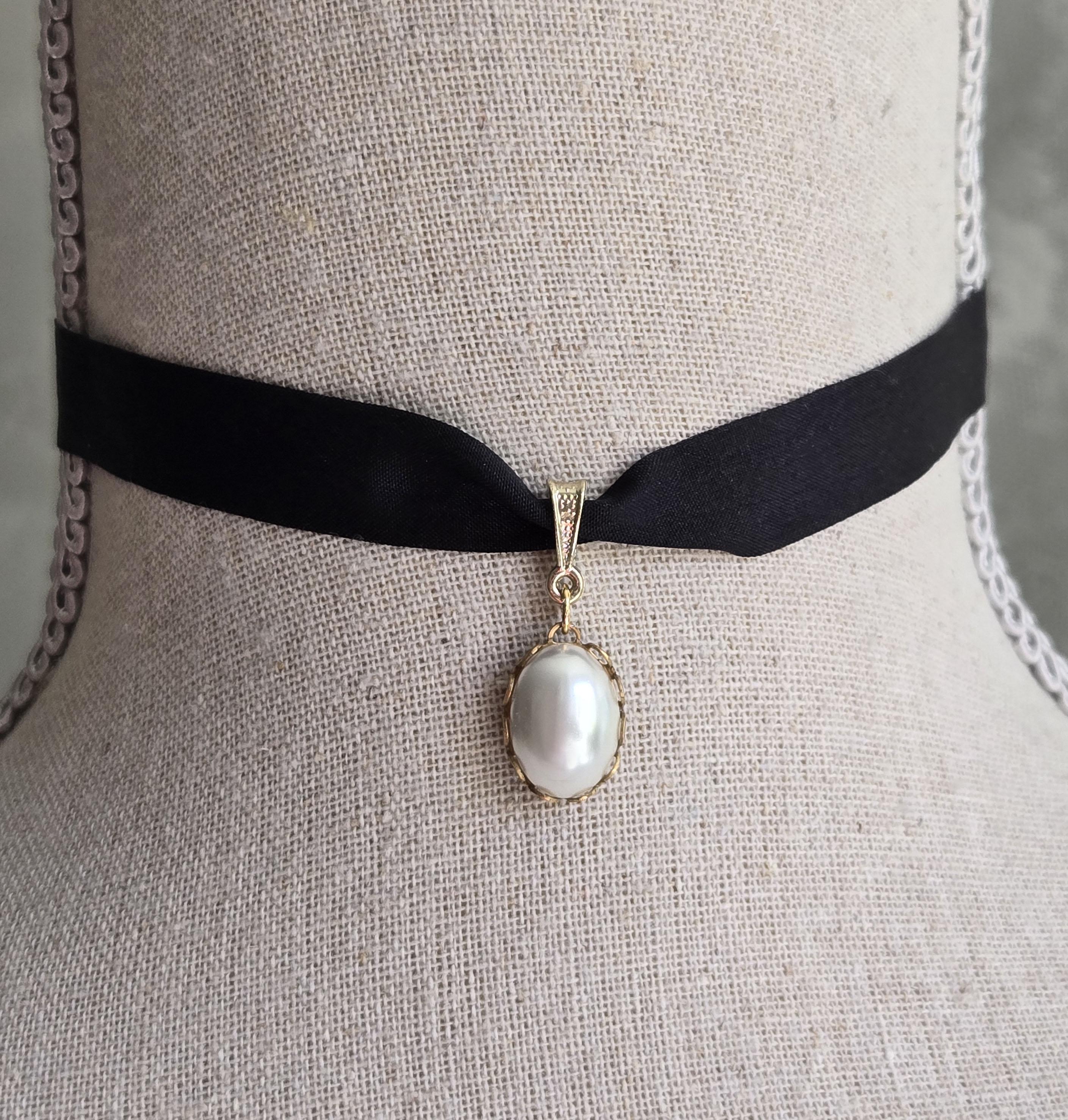 Pearl Necklace With Ribbon Tie - Etsy
