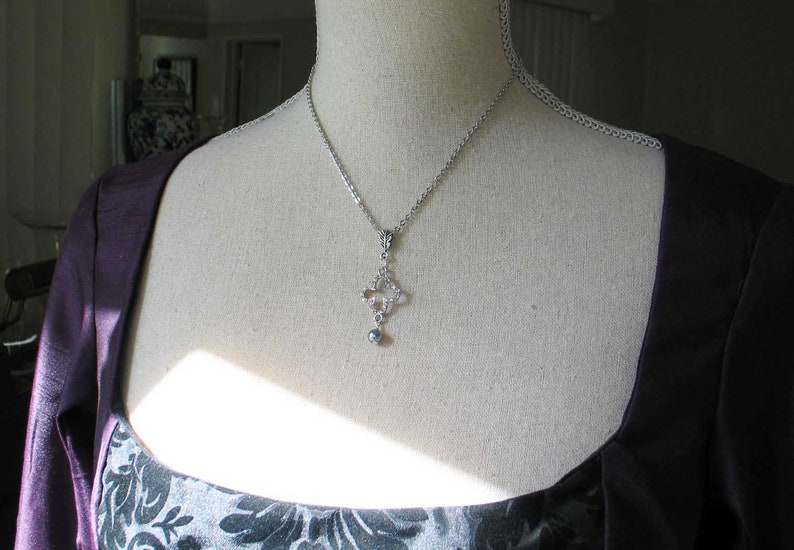 Rhinestone Quatrefoil Clover Necklace Renaissance Jewelry