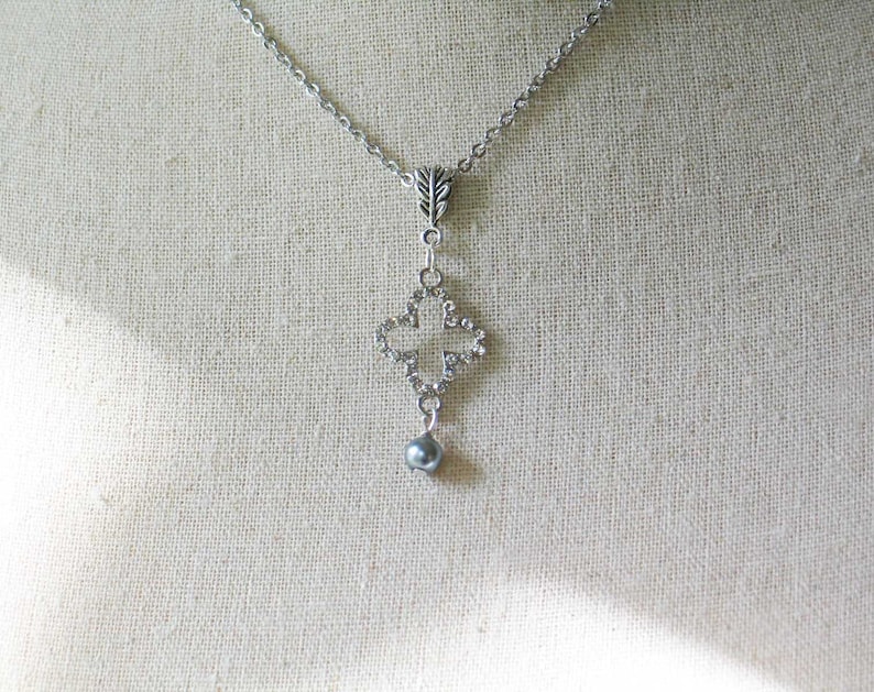 Rhinestone Quatrefoil Clover Necklace Renaissance Jewelry
