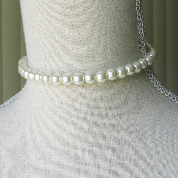 Ivory Pearl Choker Necklace For 18th Century Jewelry Gift For Historical Jewelry Pearl Choker Colonial Necklace Bridgerton Regency Jewelry