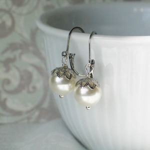 Ivory Pearl Drop Earrings Pearl Jewelry, Historical Jewelry, Regency Pearl Earrings Victorian Drop Earrings, 19th Century Jewelry