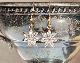 CZ Flower Earrings Regency/ Victorian Historical Jewelry
