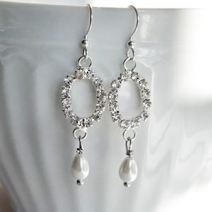 Gilded Age Rhinestone and Pearl Earrings for 19th Century Style Historical Jewelry Regency Victorian Jewelry Pearl Teardrop Earrings